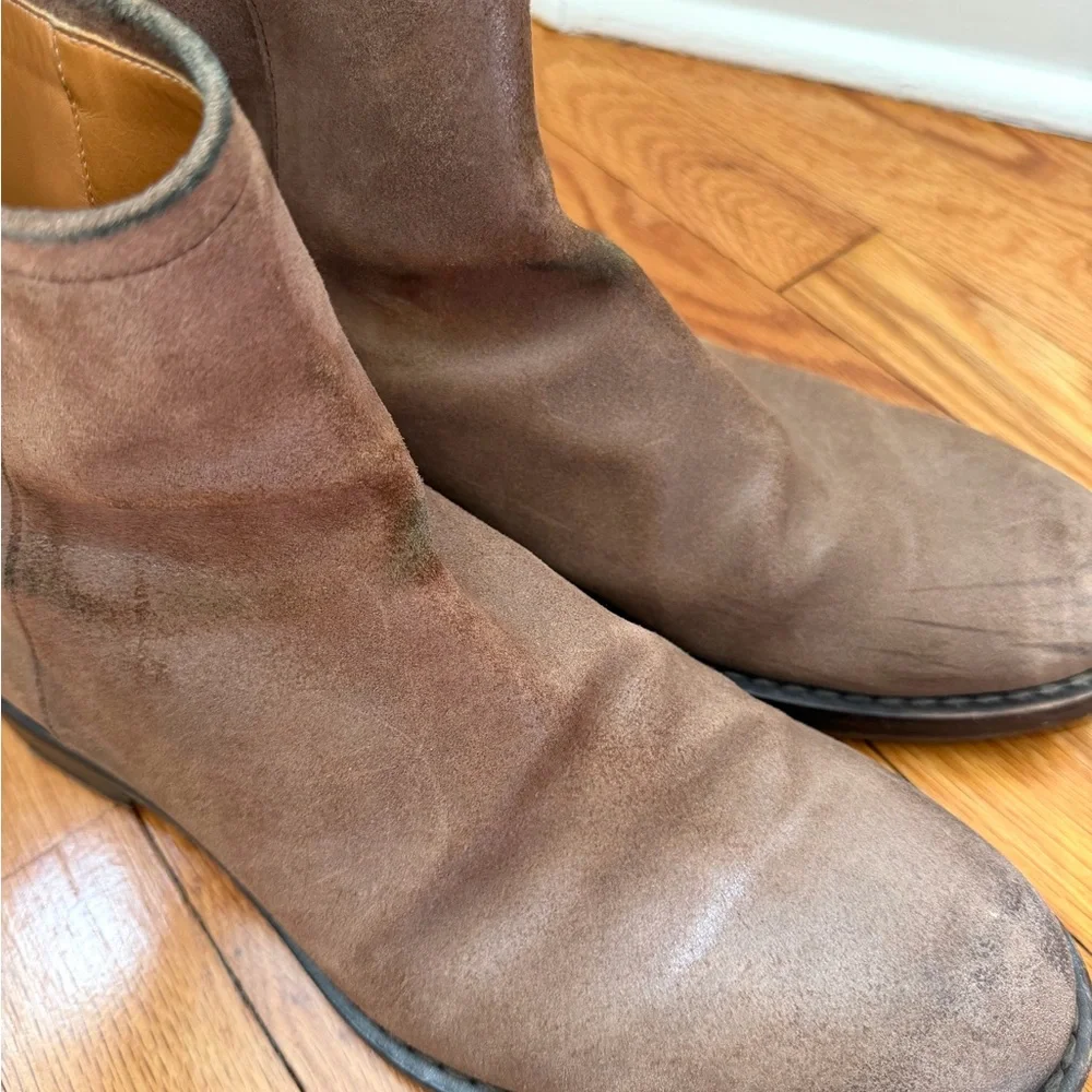 Maison Margiela Brown Suede Men’s Ankle Boots Vibram Sole Back Zip Size 45
